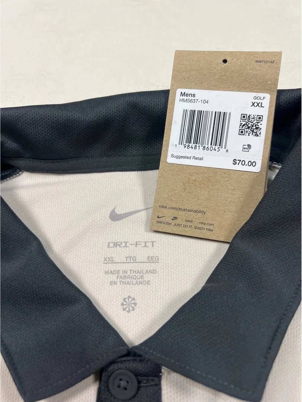 Mens Nike Victory Golf Blocked Polo Dri-Fit Orewood Brown Anthracite Size 2XL